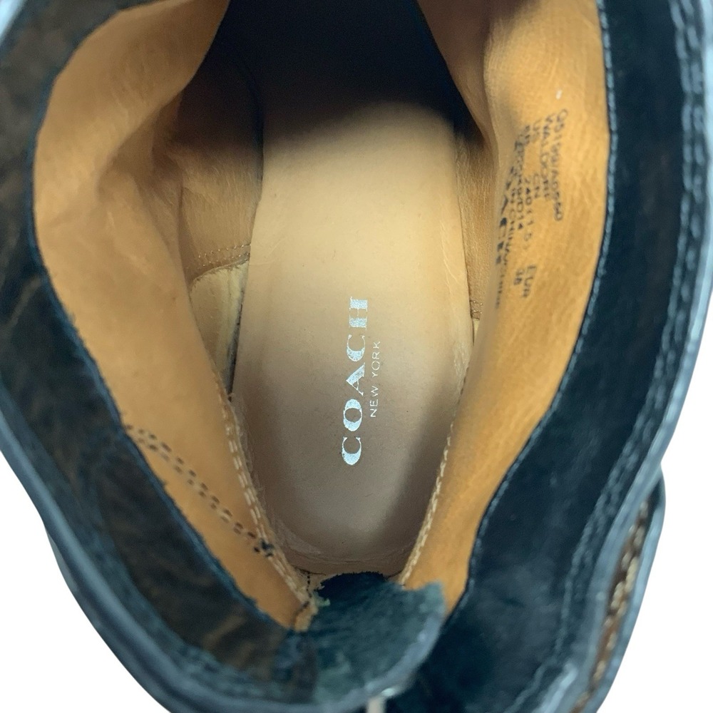 Coach Waldorf Black Leather Ankle Boot Silver Toe Trim Chunky Heel‎ Size 8 - Picture 9 of 15